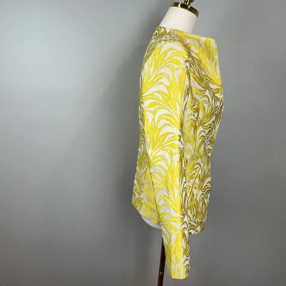 Intermix Bayley Jacket Womens Size Medium Printed Yellow Metallic Evening NWT - Picture 6 of 14